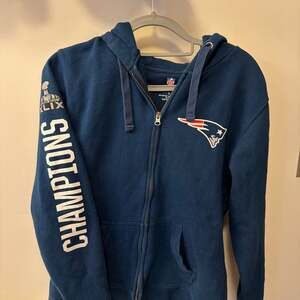 New England Patriots Super Bowl XLIX Champions Full-Zip Hoodie Navy Blue